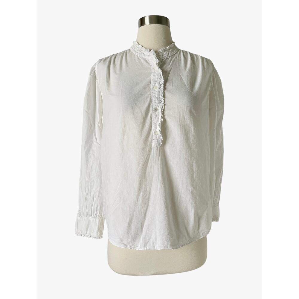 Xirena Popover Top White Cotton Ruffle Collar Long Sleeve Blouse Size XS - Picture 7 of 7